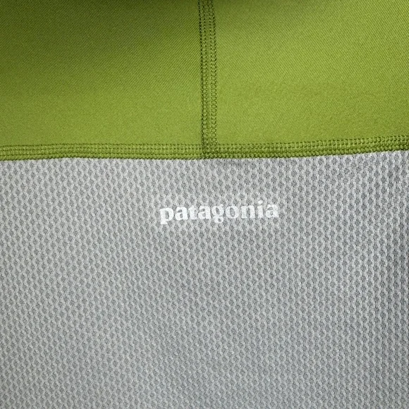 Patagonia Men's Long Sleeve Half Zip Hoodie Olive Green Running Top - Medium - Picture 6 of 8